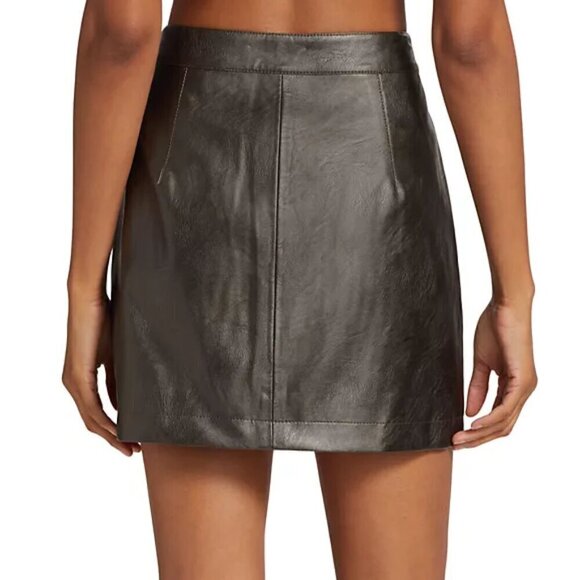 Cinq à Sept 'Jaycie' Metallic Faux Leather Miniskirt, Steel Grey - Picture 3 of 5